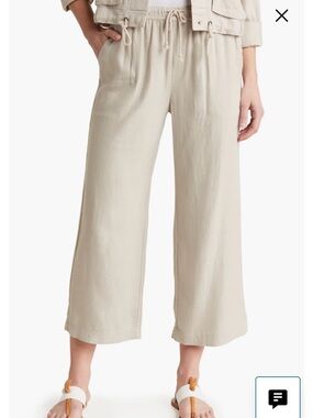 Splendid Wide-Leg Drawstring Linen Crop Pants